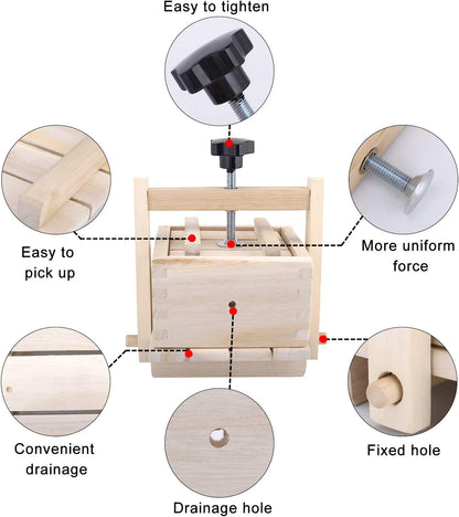 Inkesky: Cheese/Tofu Maker, Made Of Wood (2 - In - 1 Kit) - The Tribalist