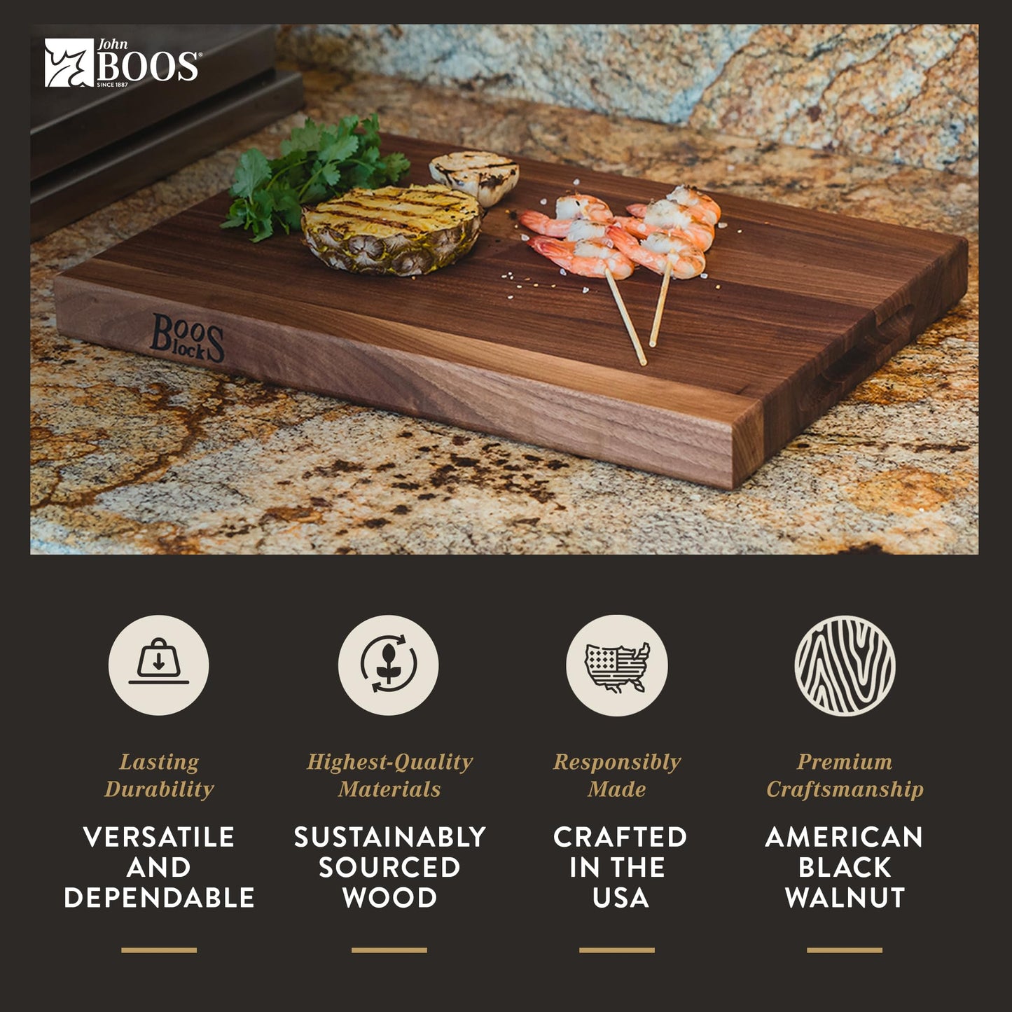 The Tribalist - John Boos: Maple Wood Rectangular Charcuterie Reversible Cutting Board