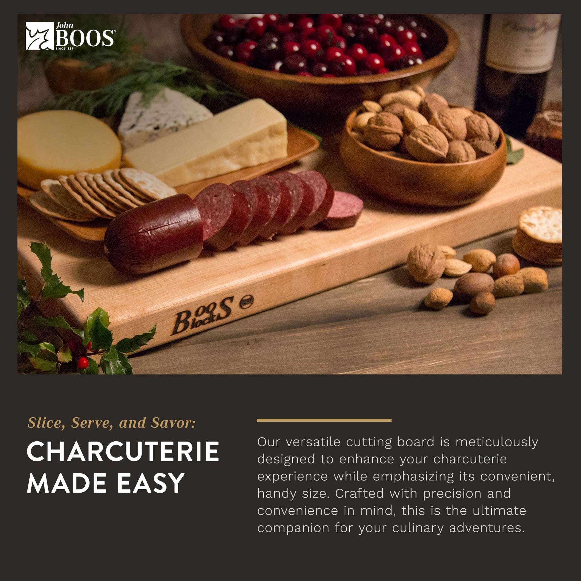 The Tribalist - John Boos: Maple Wood Rectangular Charcuterie Reversible Cutting Board