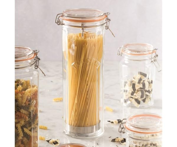 The Tribalist - Kilner: Facetted Glassware Spaghetti Dispenser with an Airtight Clip Top Seal