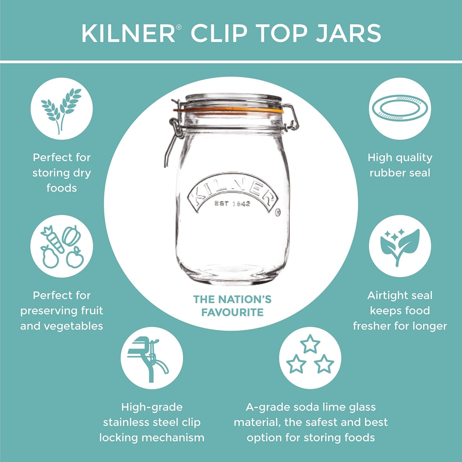 The Tribalist - Kilner: Facetted Glassware Spaghetti Dispenser with an Airtight Clip Top Seal