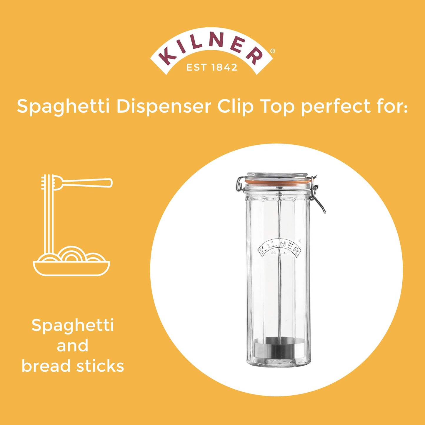 The Tribalist - Kilner: Facetted Glassware Spaghetti Dispenser with an Airtight Clip Top Seal