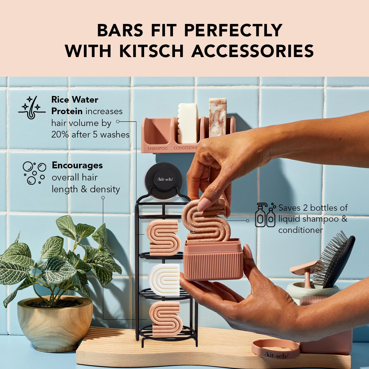 Kitsch: Strengthening Rice Water Protein Shampoo & Conditioner Bar - The Tribalist