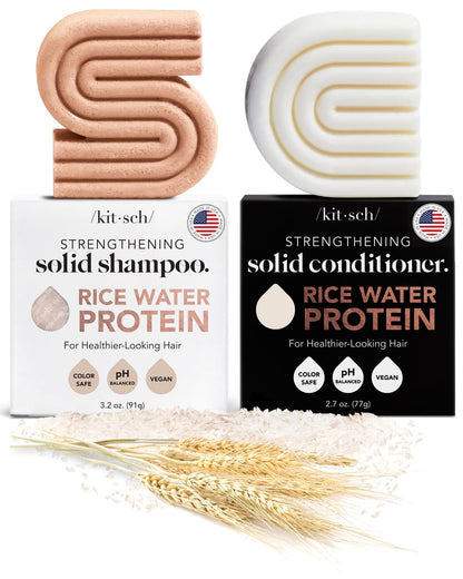 Kitsch: Strengthening Rice Water Protein Shampoo & Conditioner Bar - The Tribalist