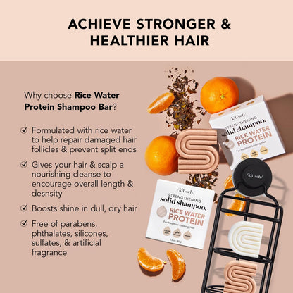 Kitsch: Strengthening Rice Water Protein Shampoo & Conditioner Bar - The Tribalist