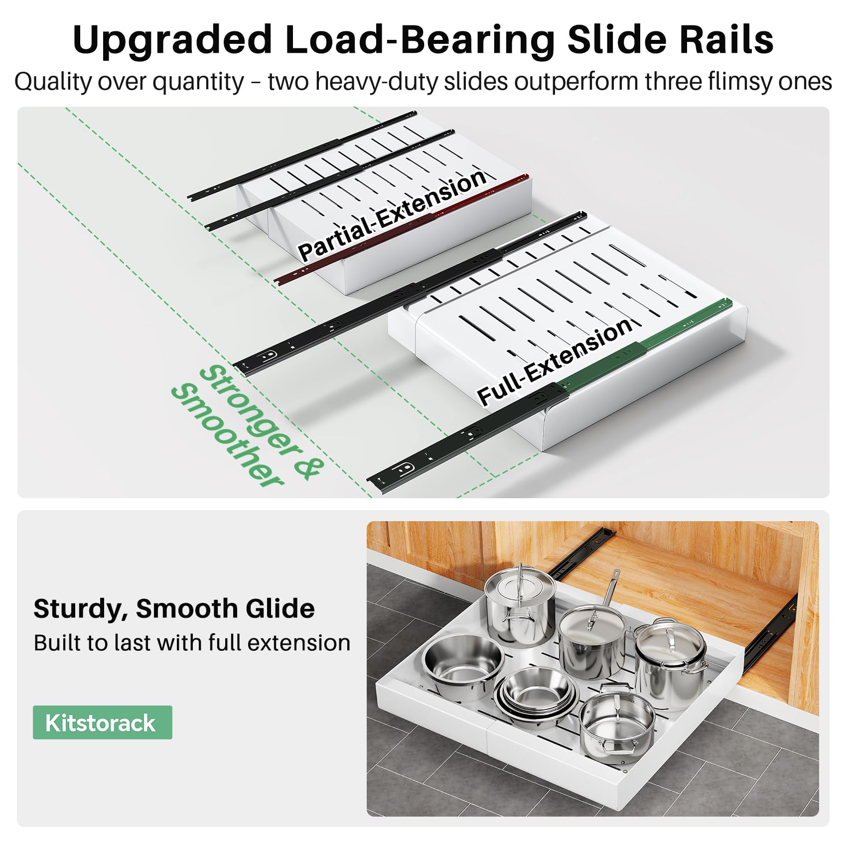 Kitstorack: Expandable Pull - Out Cabinet Organizer - Heavy - Duty & Microplastic - Free Slide - Out Drawer with Adhesive Nano Film - The Tribalist