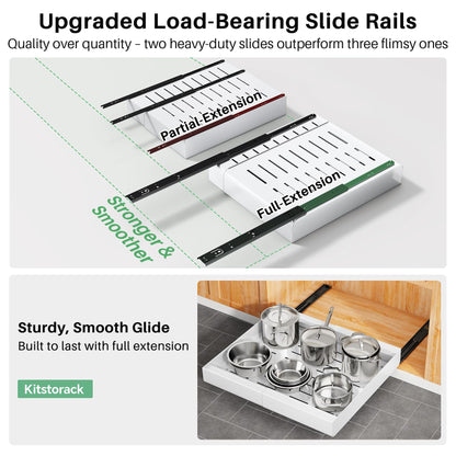 Kitstorack: Expandable Pull - Out Cabinet Organizer - Heavy - Duty & Microplastic - Free Slide - Out Drawer with Adhesive Nano Film - The Tribalist