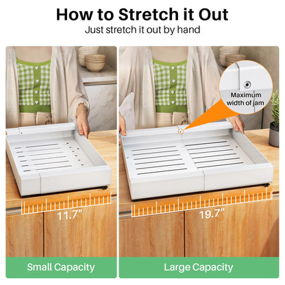 Kitstorack: Expandable Pull - Out Cabinet Organizer - Heavy - Duty & Microplastic - Free Slide - Out Drawer with Adhesive Nano Film - The Tribalist