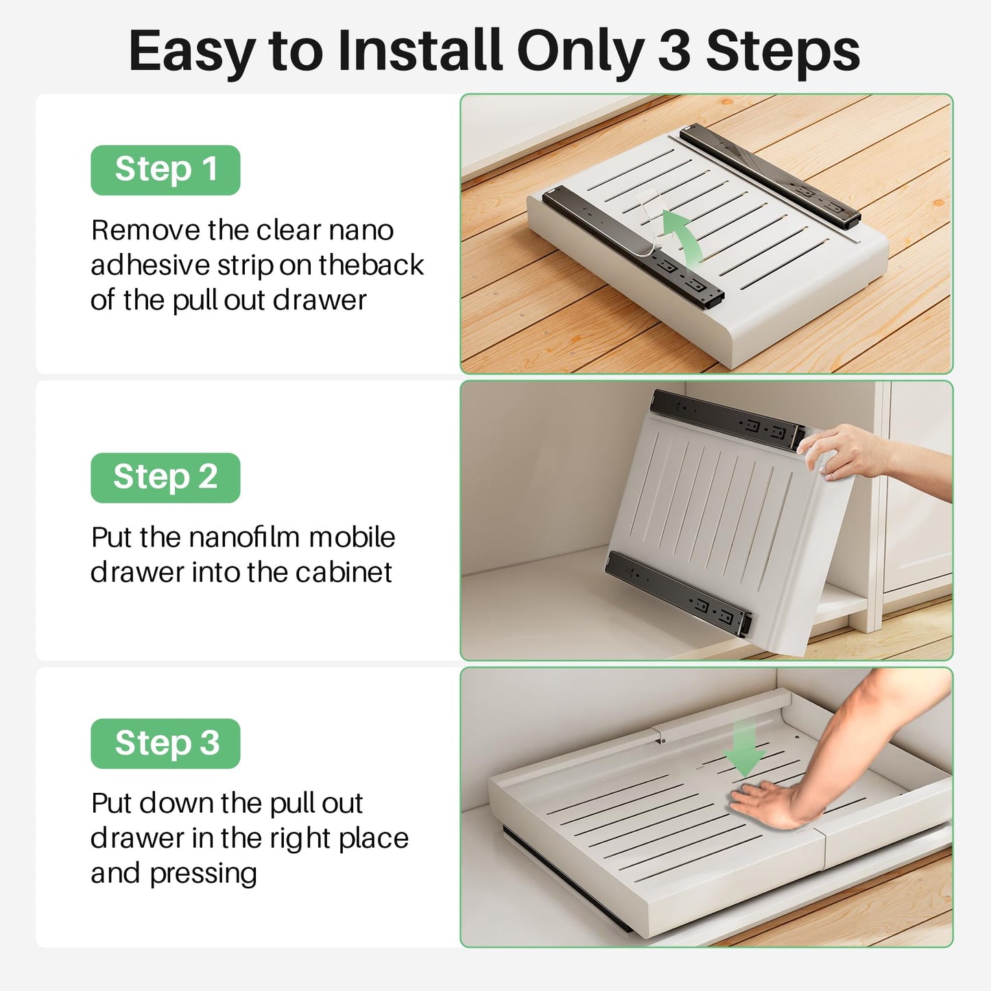 Kitstorack: Expandable Pull - Out Cabinet Organizer - Heavy - Duty & Microplastic - Free Slide - Out Drawer with Adhesive Nano Film - The Tribalist