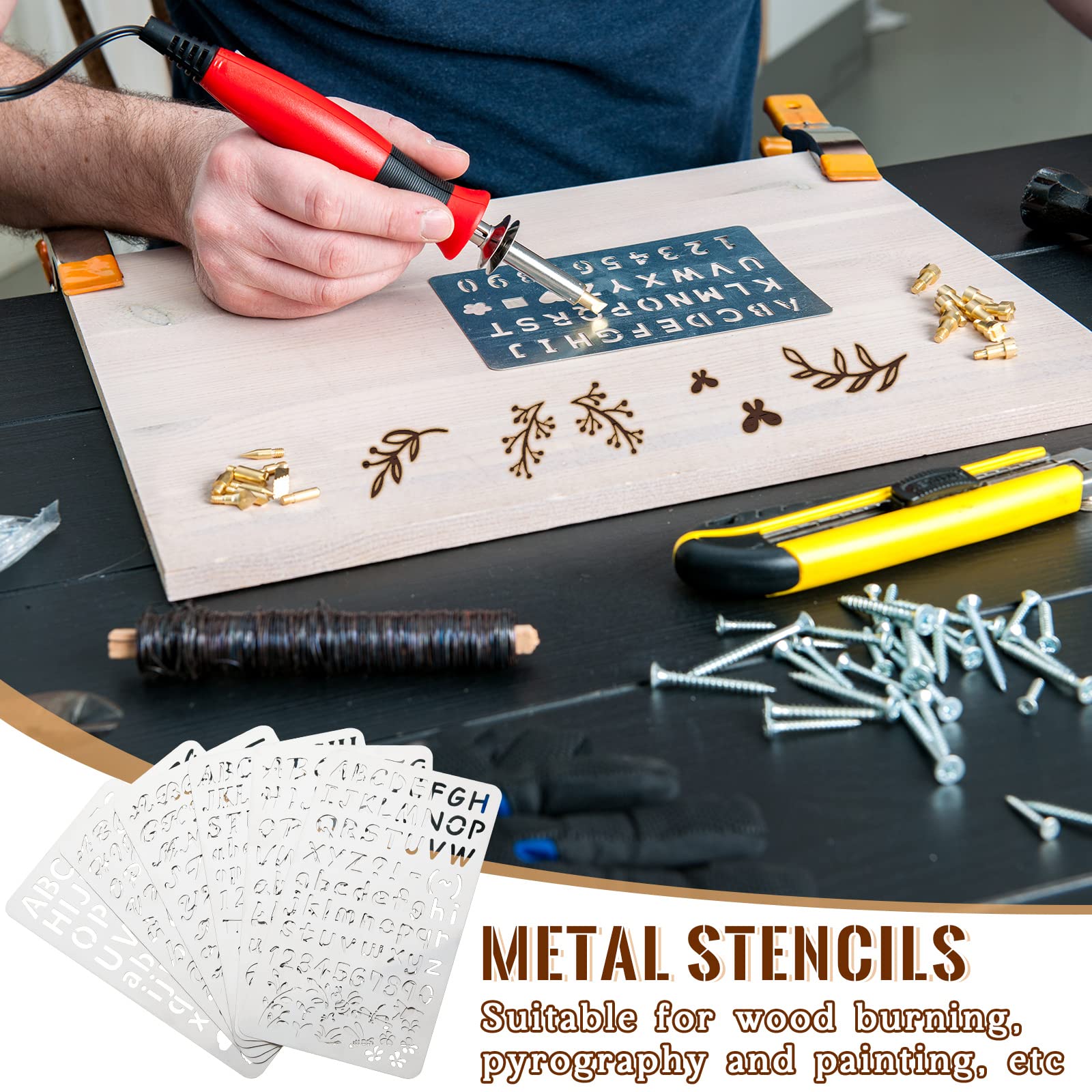 Lewtemi: Metal Stencils for Wood Burning - 6 Stainless Steel Templates for Crafting - The Tribalist