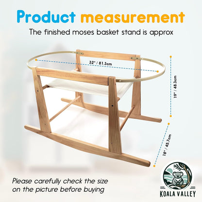 Mainefield Pacific: Rocking Moses Basket Stand – Adjustable, Natural Wood with Bonus Change Mat - The Tribalist