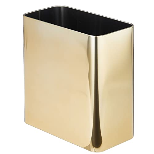 mDesign: Stainless Steel Slim Trash Can (12" x 6.25" x 13" high; Holds 10 Liter/2.6 Gallon Capacity) - The Tribalist