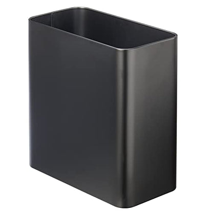 mDesign: Stainless Steel Slim Trash Can (12" x 6.25" x 13" high; Holds 10 Liter/2.6 Gallon Capacity) - The Tribalist