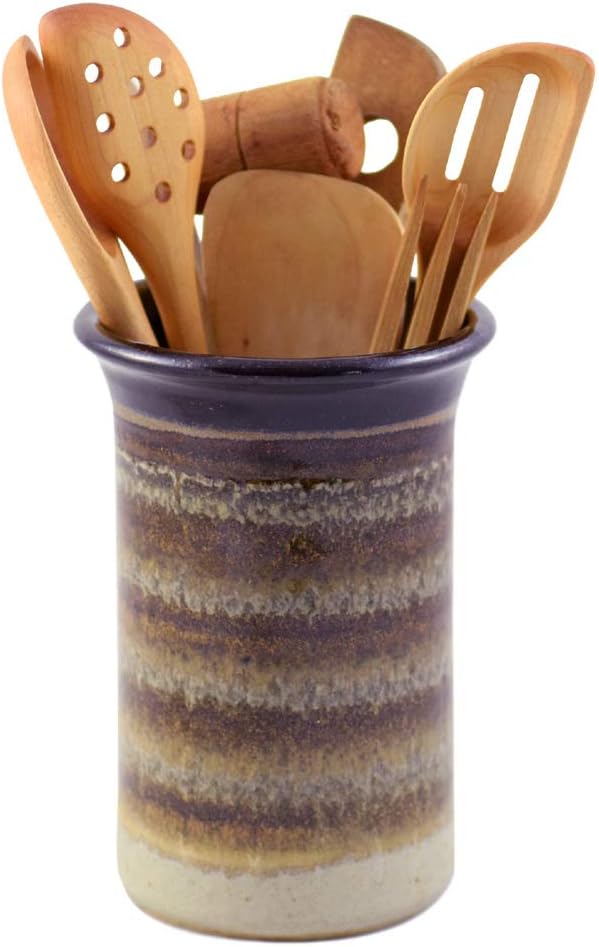 Modern Artisans: American Made Stoneware Pottery Countertop Utensil Holder Jar - The Tribalist