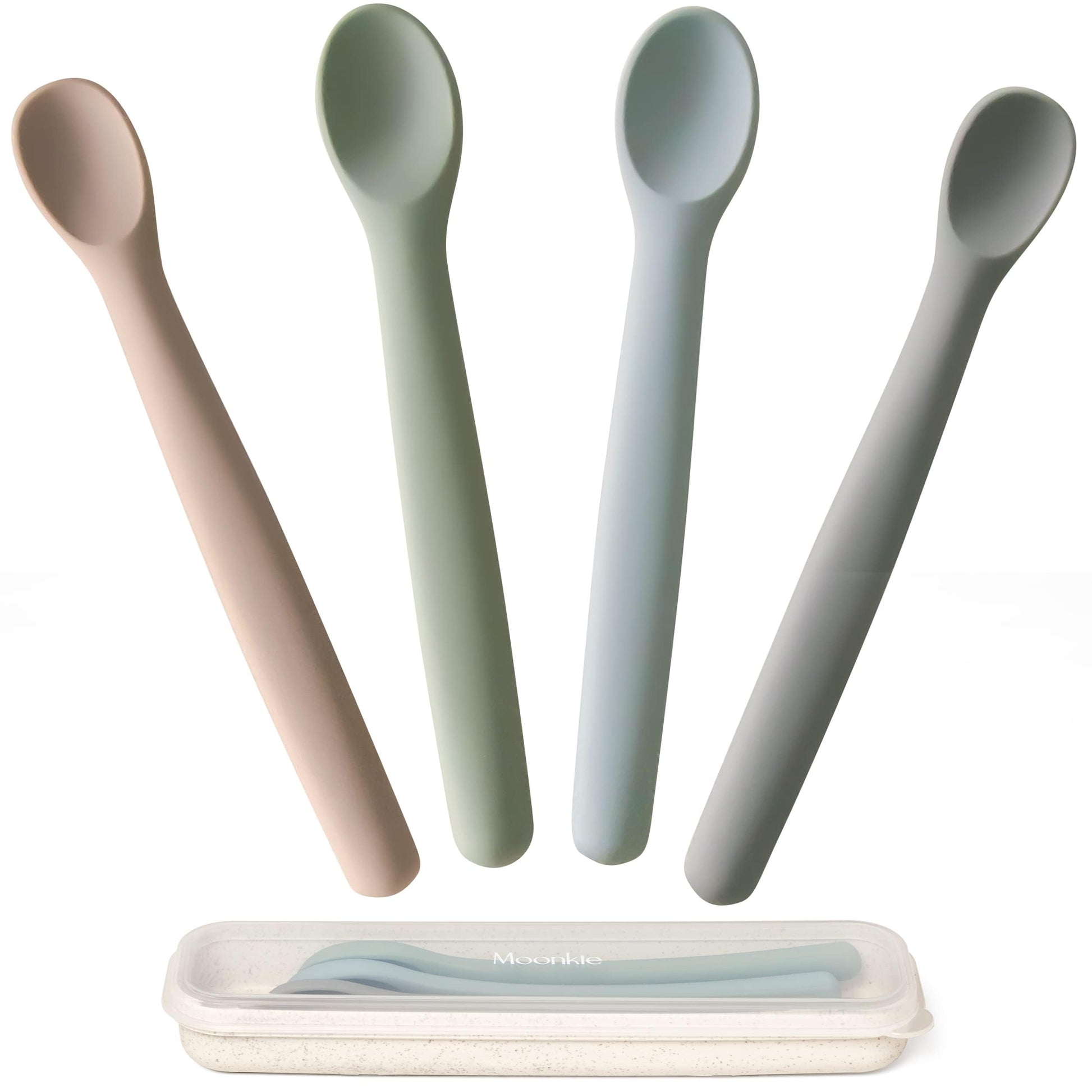 The Tribalist - Moonkie: 100% Food Grade Silicone Two Sizes Baby Spoons for Kids 4+ Months