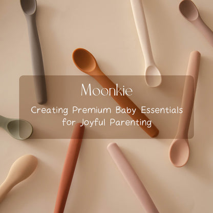 The Tribalist - Moonkie: 100% Food Grade Silicone Two Sizes Baby Spoons for Kids 4+ Months