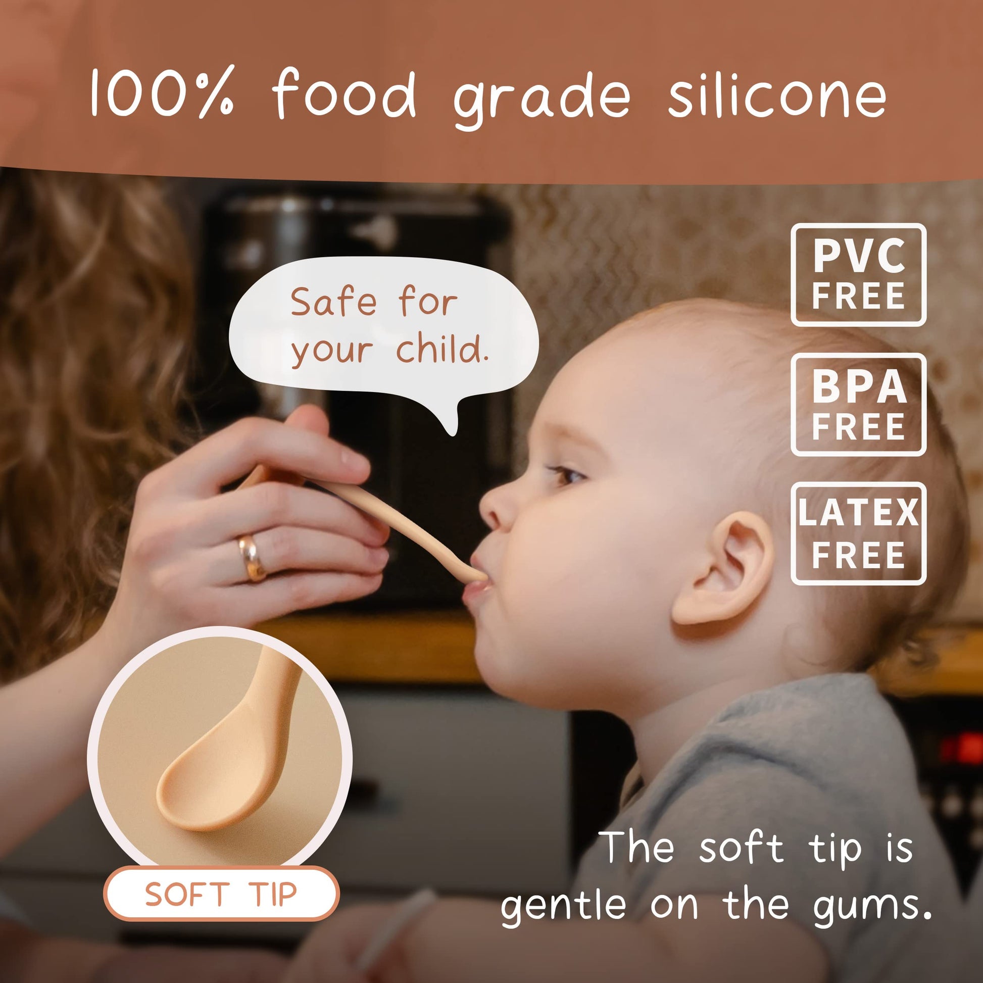 The Tribalist - Moonkie: 100% Food Grade Silicone Two Sizes Baby Spoons for Kids 4+ Months