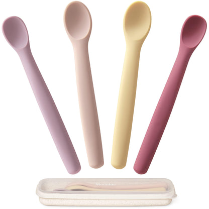 The Tribalist - Moonkie: 100% Food Grade Silicone Two Sizes Baby Spoons for Kids 4+ Months