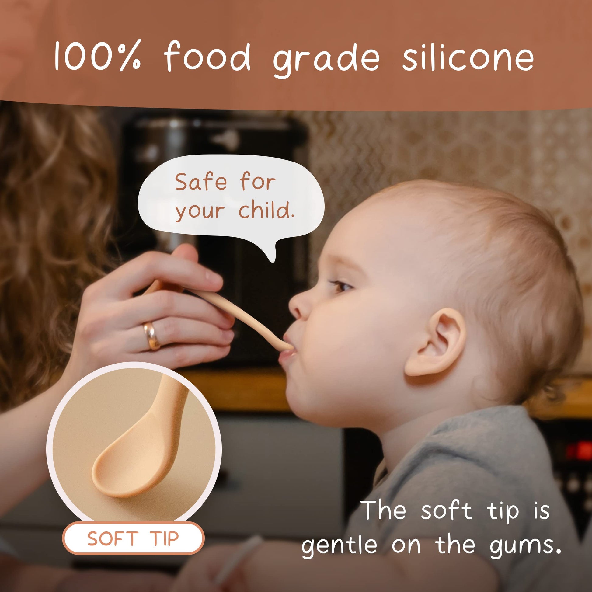 The Tribalist - Moonkie: 100% Food Grade Silicone Two Sizes Baby Spoons for Kids 4+ Months