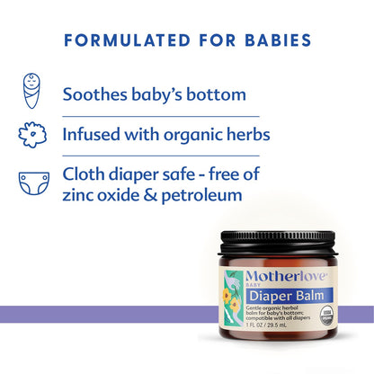 The Tribalist - Motherlove Diaper Balm (1 oz) Organic Herbal Diaper Rash Cream—Cloth Diaper Safe, Zinc Oxide & Petroleum-Free