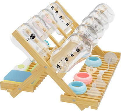 Msoesticc.dl: Foldable Bamboo Baby Bottle Drying Rack – Vertical Organizer, Space - Saving & Quick Drying - The Tribalist