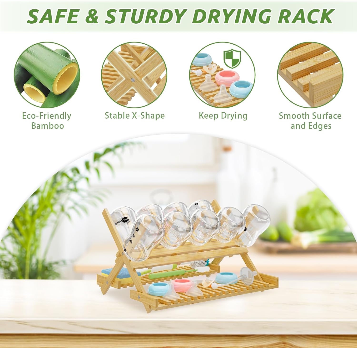 Msoesticc.dl: Foldable Bamboo Baby Bottle Drying Rack – Vertical Organizer, Space - Saving & Quick Drying - The Tribalist