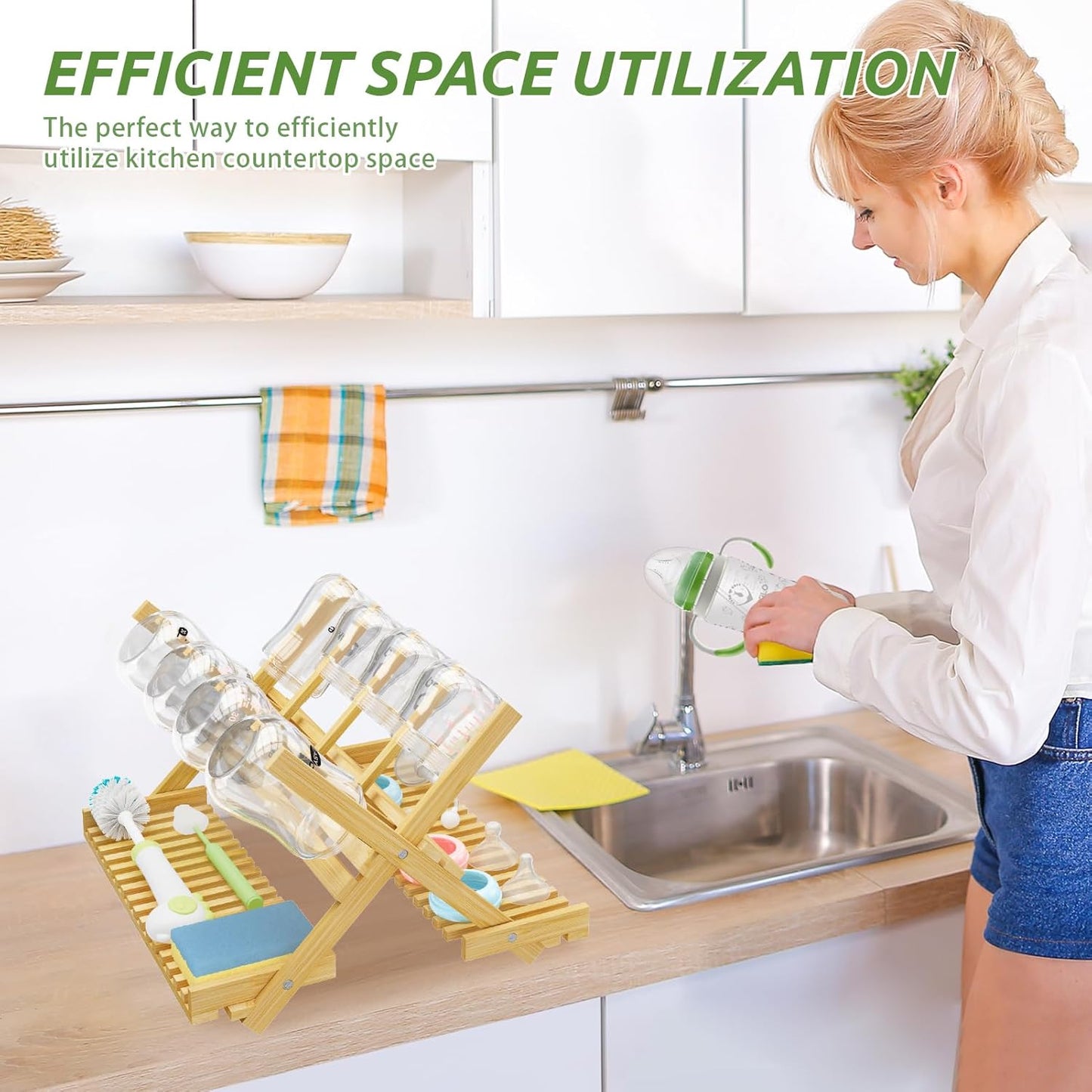 Msoesticc.dl: Foldable Bamboo Baby Bottle Drying Rack – Vertical Organizer, Space - Saving & Quick Drying - The Tribalist