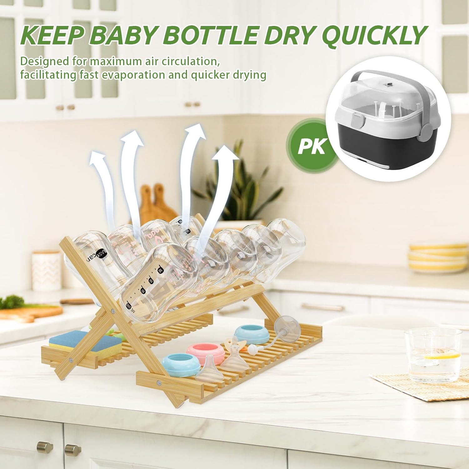 Msoesticc.dl: Foldable Bamboo Baby Bottle Drying Rack – Vertical Organizer, Space - Saving & Quick Drying - The Tribalist