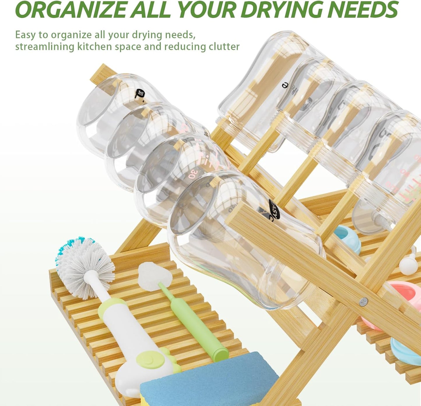 Msoesticc.dl: Foldable Bamboo Baby Bottle Drying Rack – Vertical Organizer, Space - Saving & Quick Drying - The Tribalist