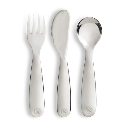 The Tribalist - Munchkin: Polished Stainless Steel Toddler Flatware Set (Fork, Knife and Spoon)