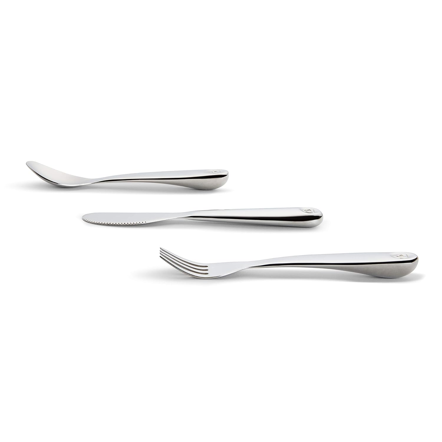 The Tribalist - Munchkin: Polished Stainless Steel Toddler Flatware Set (Fork, Knife and Spoon)