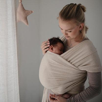 Mushie: Baby Wrap Carrier – 100% Organic Cotton Sling for Newborns and Babies 8 - 35 lbs - The Tribalist