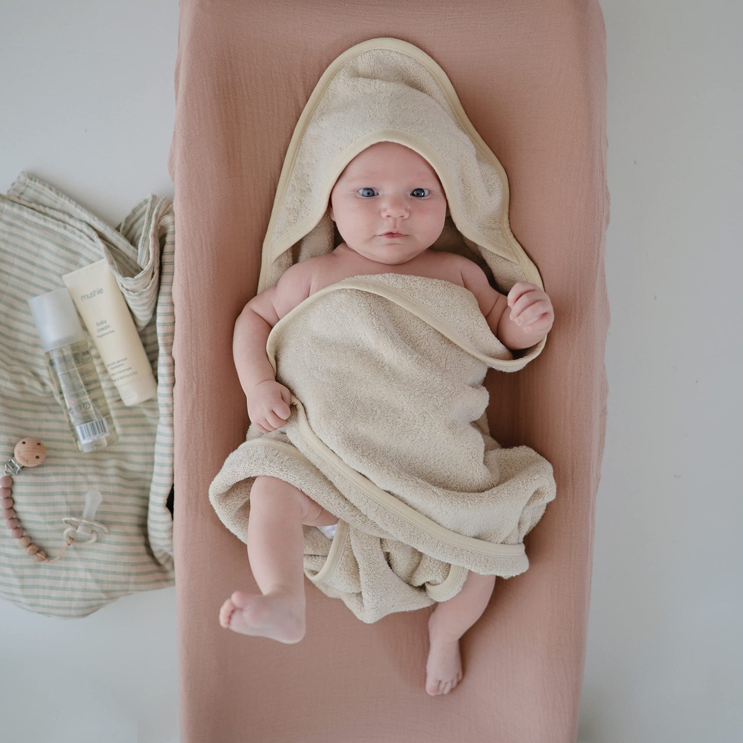 The Tribalist - mushie Baby Hooded Towel | Organic Cotton (Moss)