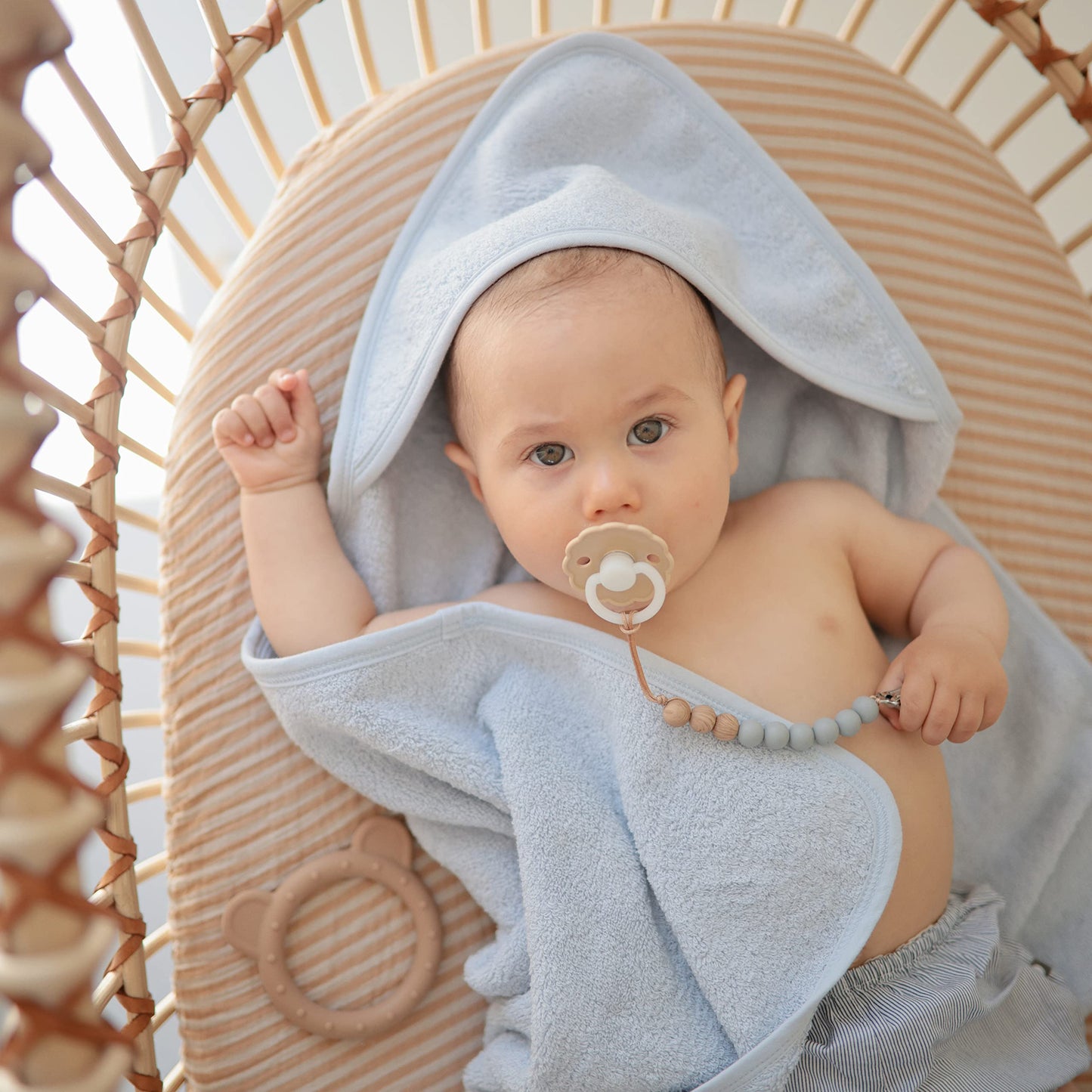 The Tribalist - mushie Baby Hooded Towel | Organic Cotton (Moss)