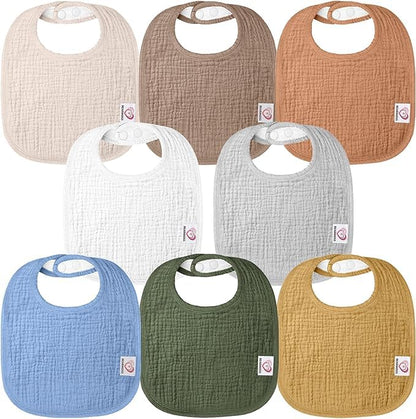 The Tribalist - Muslin: 100% Cotton Baby Drooling Bibs (Pack of 8)