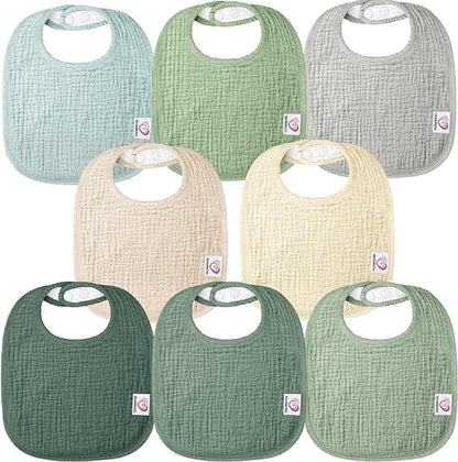 The Tribalist - Muslin: 100% Cotton Baby Drooling Bibs (Pack of 8)