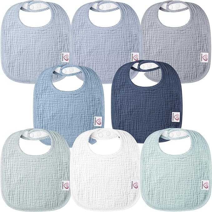 The Tribalist - Muslin: 100% Cotton Baby Drooling Bibs (Pack of 8)