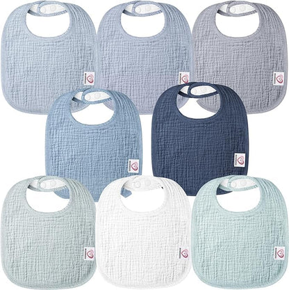 The Tribalist - Muslin: 100% Cotton Baby Drooling Bibs (Pack of 8)