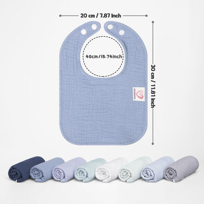 The Tribalist - Muslin: 100% Cotton Baby Drooling Bibs (Pack of 8)