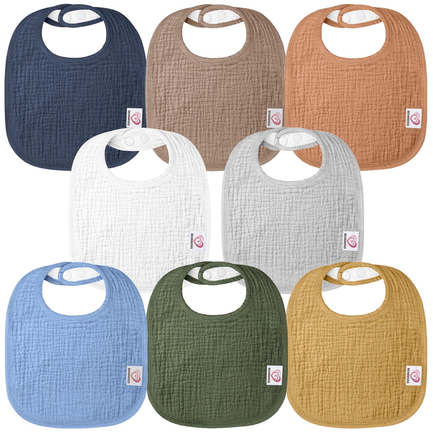 The Tribalist - Muslin: 100% Cotton Baby Drooling Bibs (Pack of 8)