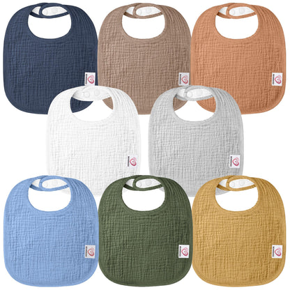 The Tribalist - Muslin: 100% Cotton Baby Drooling Bibs (Pack of 8)