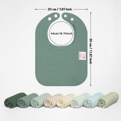 The Tribalist - Muslin: 100% Cotton Baby Drooling Bibs (Pack of 8)