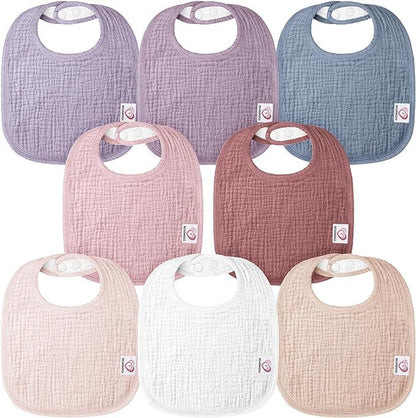 The Tribalist - Muslin: 100% Cotton Baby Drooling Bibs (Pack of 8)