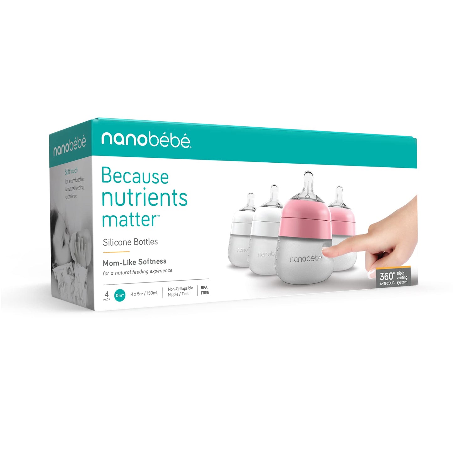 Nanobébé: Flexy Silicone Baby Bottle - Non-Collapsing Natural Feel Anti-Colic Nipple - The Tribalist