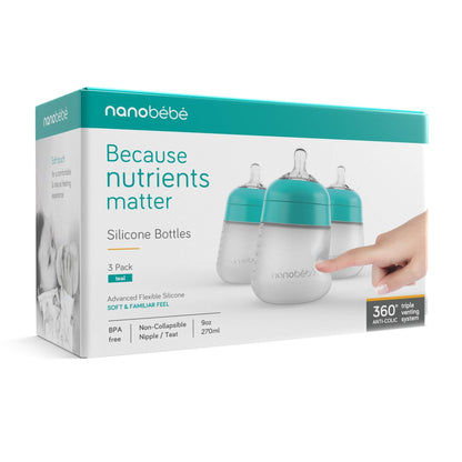 Nanobébé: Flexy Silicone Baby Bottle - Non-Collapsing Natural Feel Anti-Colic Nipple - The Tribalist