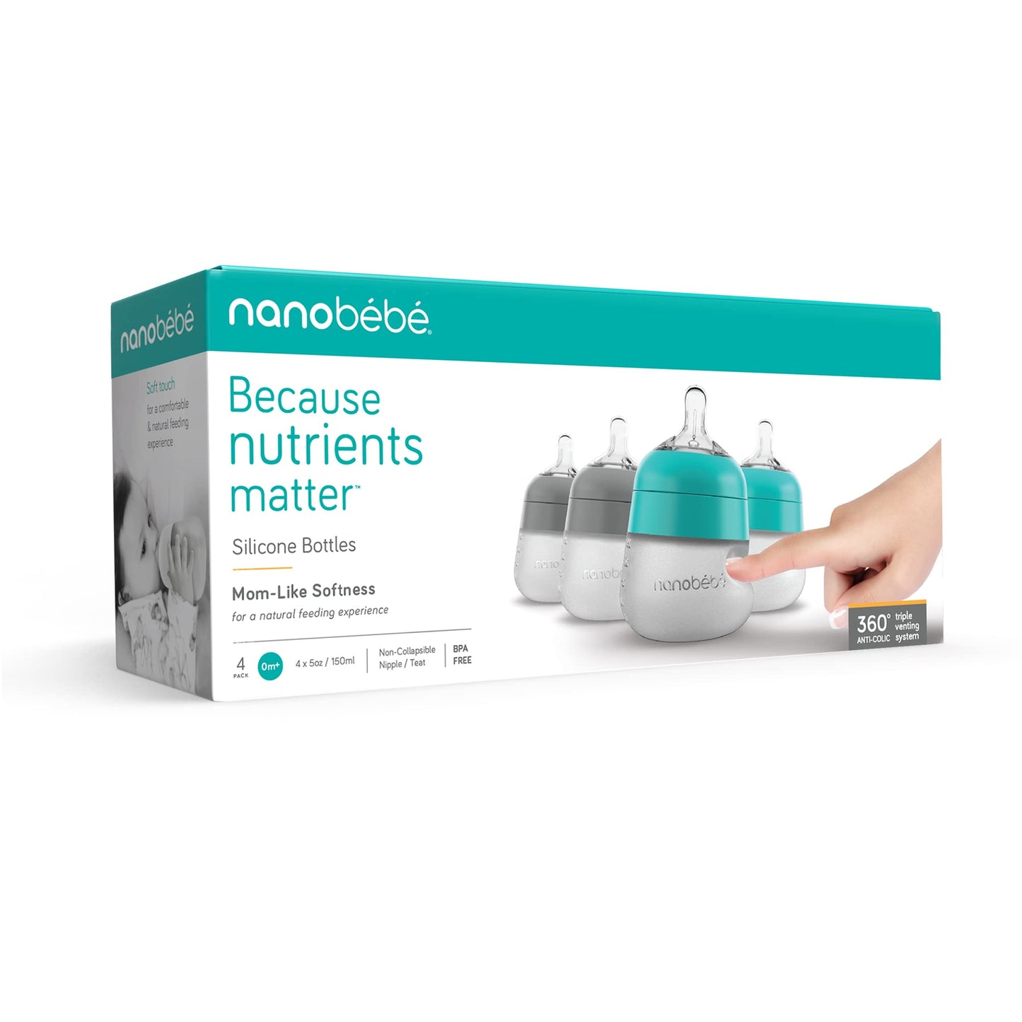 Nanobébé: Flexy Silicone Baby Bottle - Non-Collapsing Natural Feel Anti-Colic Nipple - The Tribalist