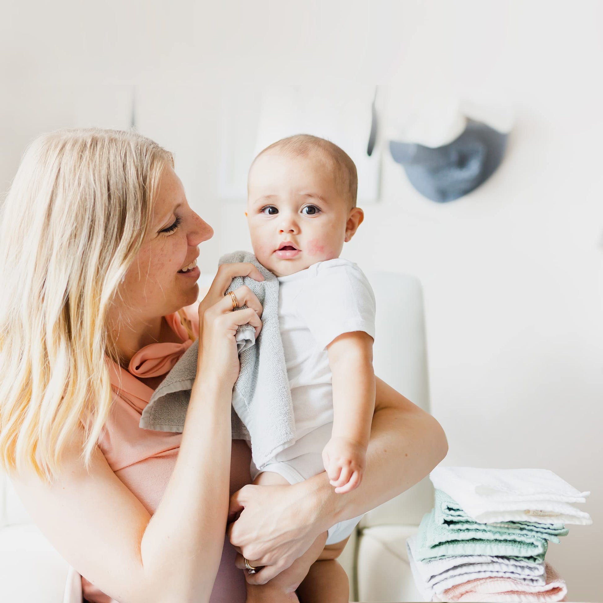 The Tribalist - Natemia Organic Baby Washcloths - 12”x12” Soft Cotton Baby Towels - Pack of 5 Multipurpose Reusable Wipes