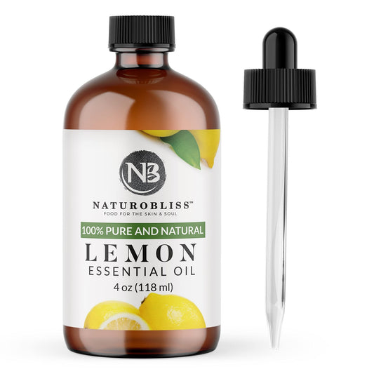 NaturoBliss: 100% Pure Lemon Essential Oil - Therapeutic Grade with Glass Dropper (4oz) - The Tribalist