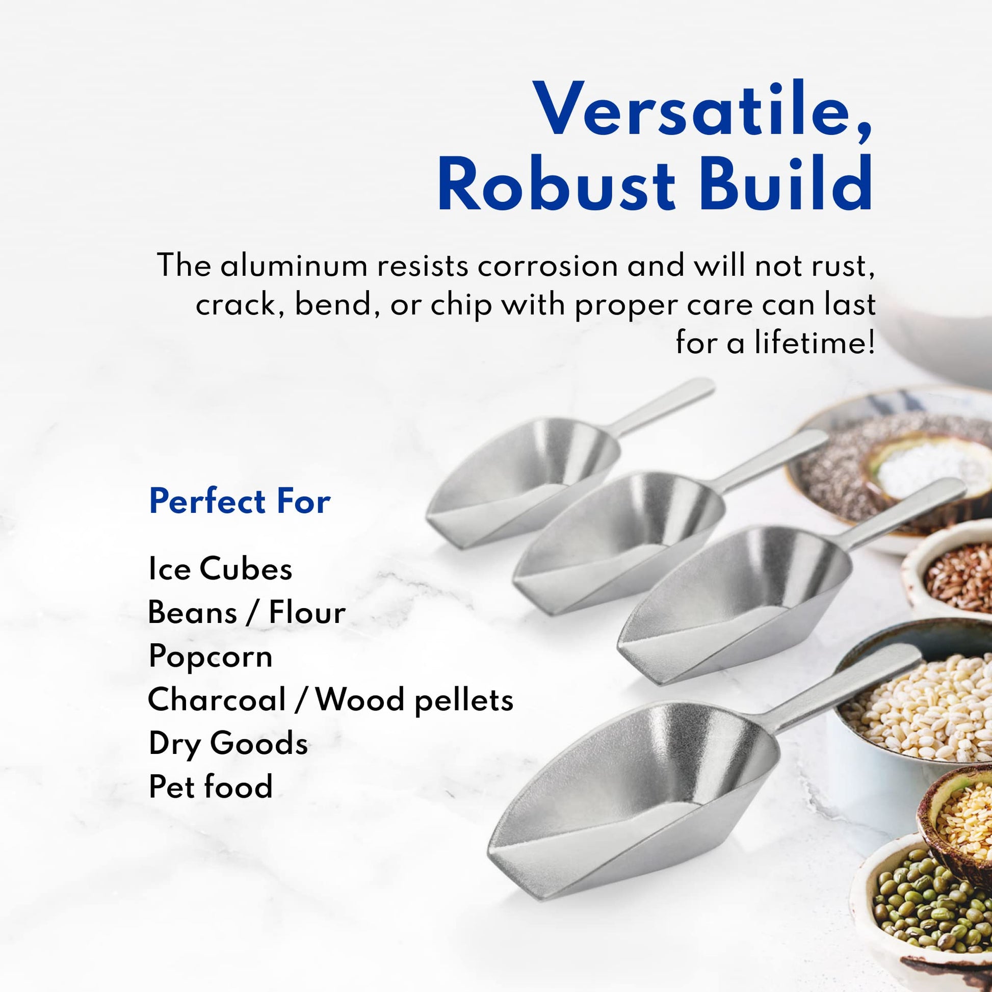 New Star Foodservice: Cast Aluminum Flat Bottom Bar Ice Flour Utility Scoop - The Tribalist