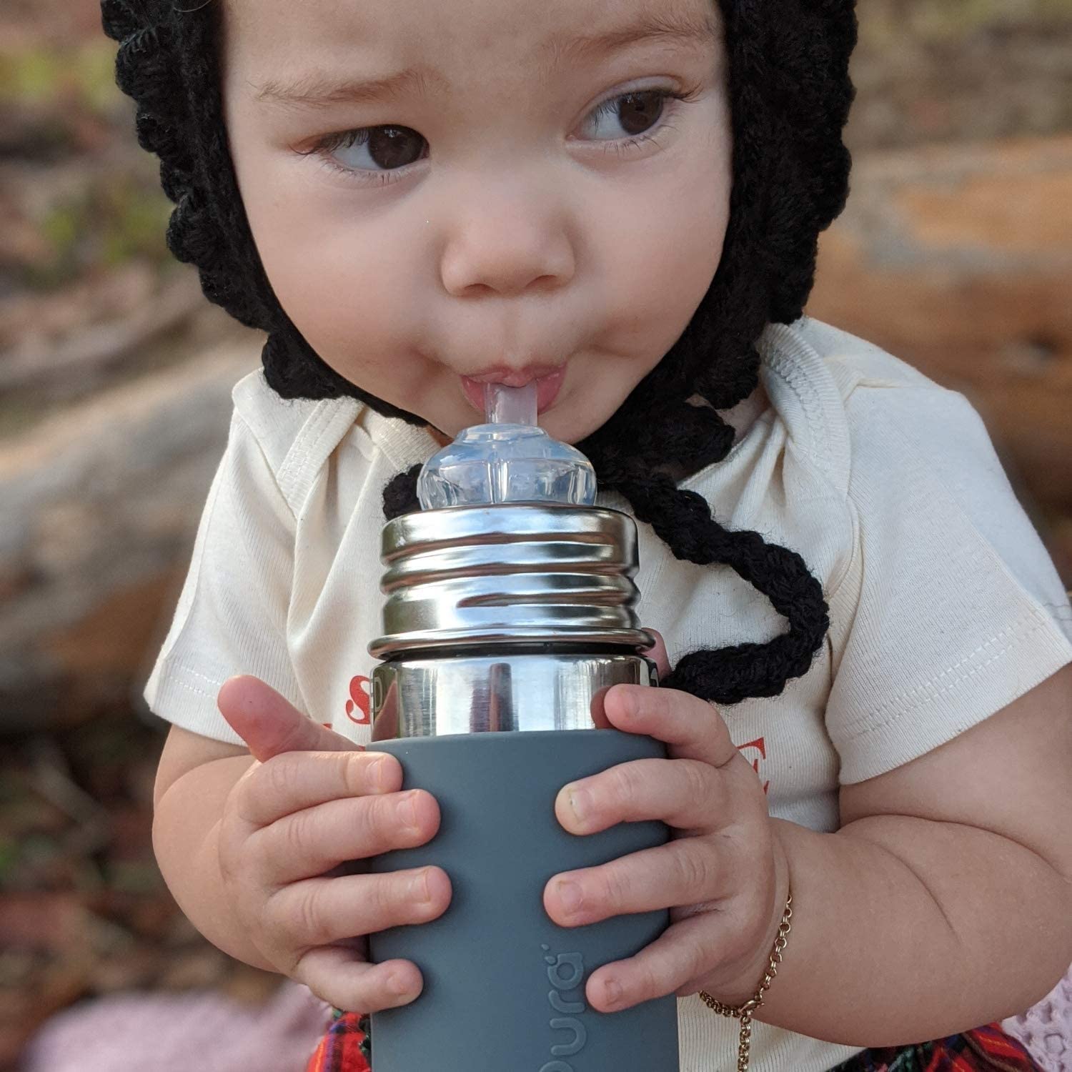 Pura: Kiki Stainless Steel Sippy Cup Bottle with Sleeve (11oz/325ml) - The Tribalist